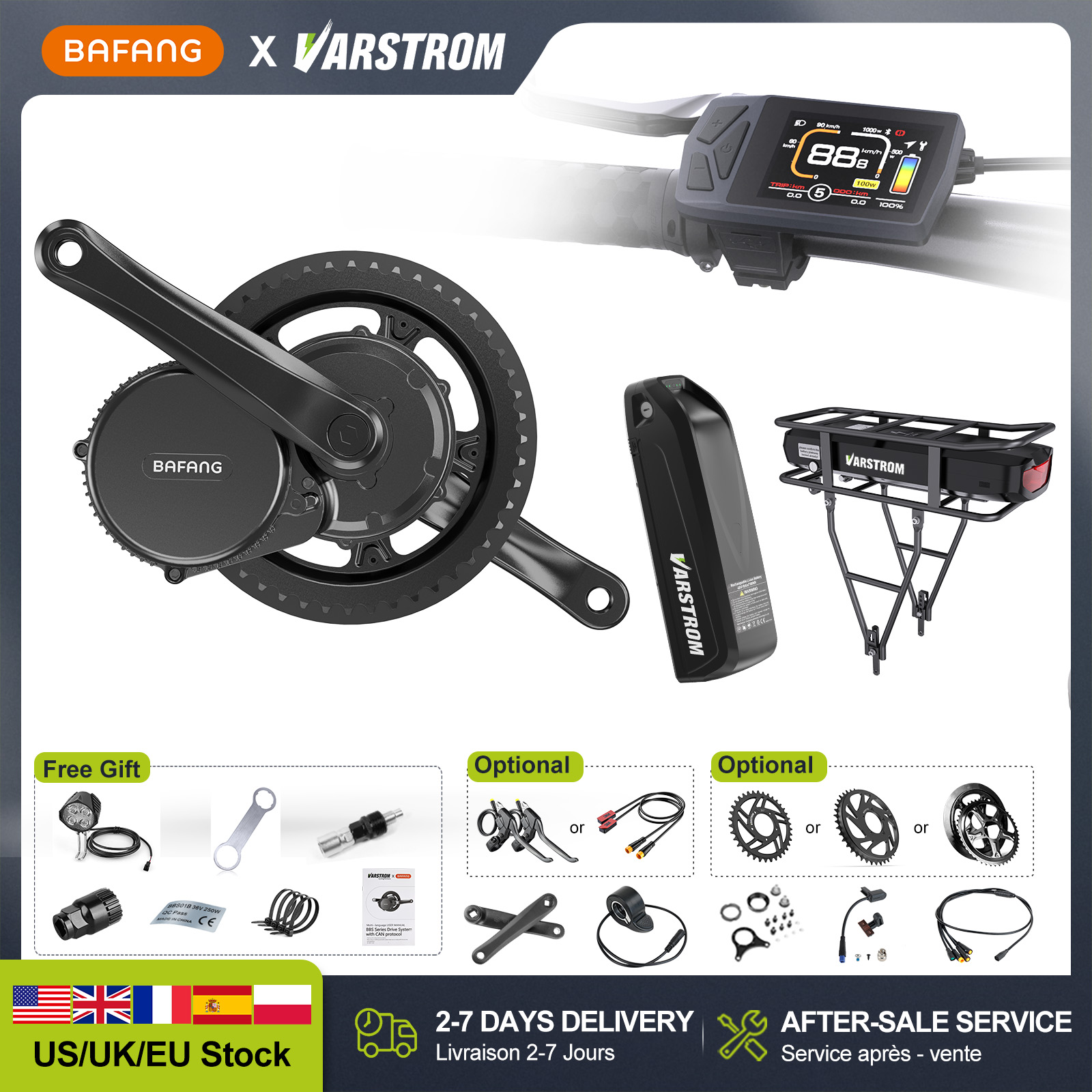 [US Direct] BAFANG 48V 500W750 - Side Hung Mid Drive Motor Kit ulasan dan harga